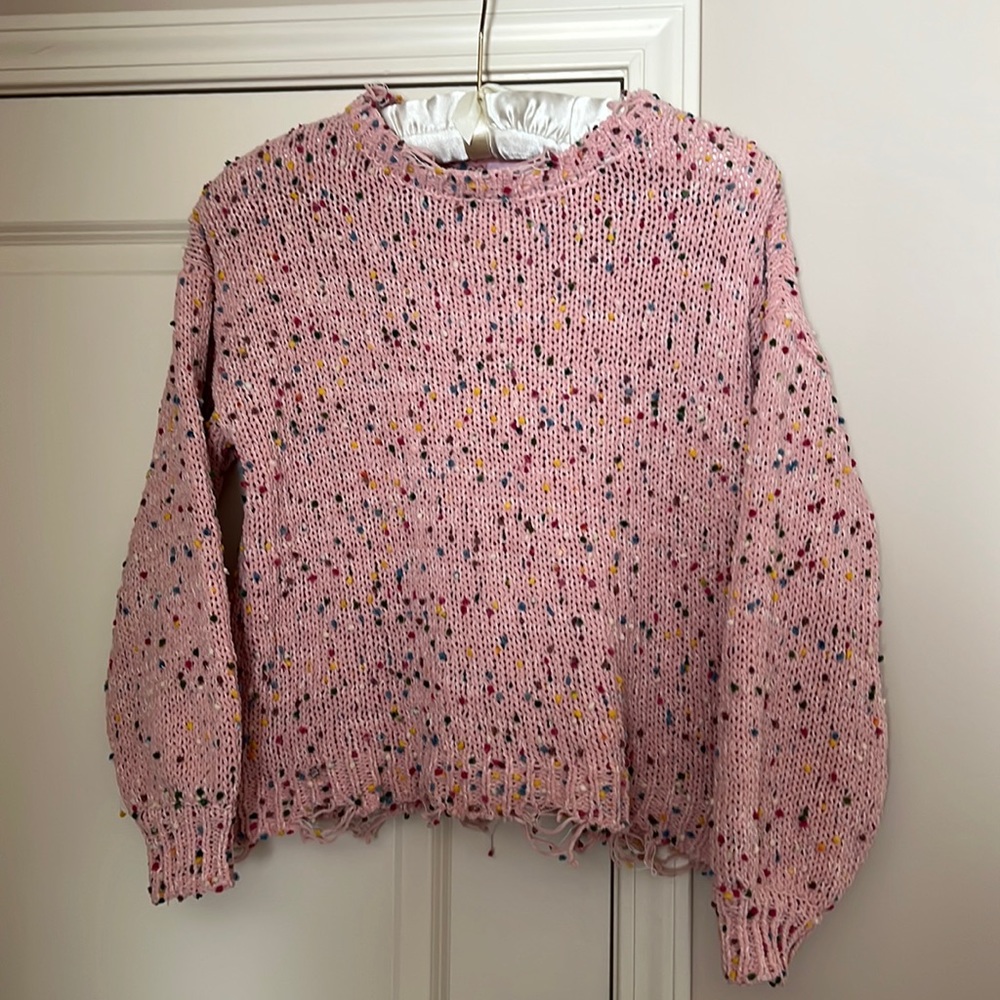 Pink Lily Pink Confetti Sweater Small